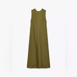 Zara Olive Green Linen Dress